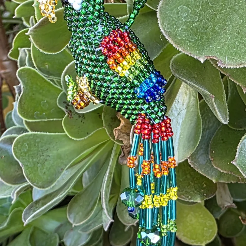 Colorful Beaded Parrot Ornament